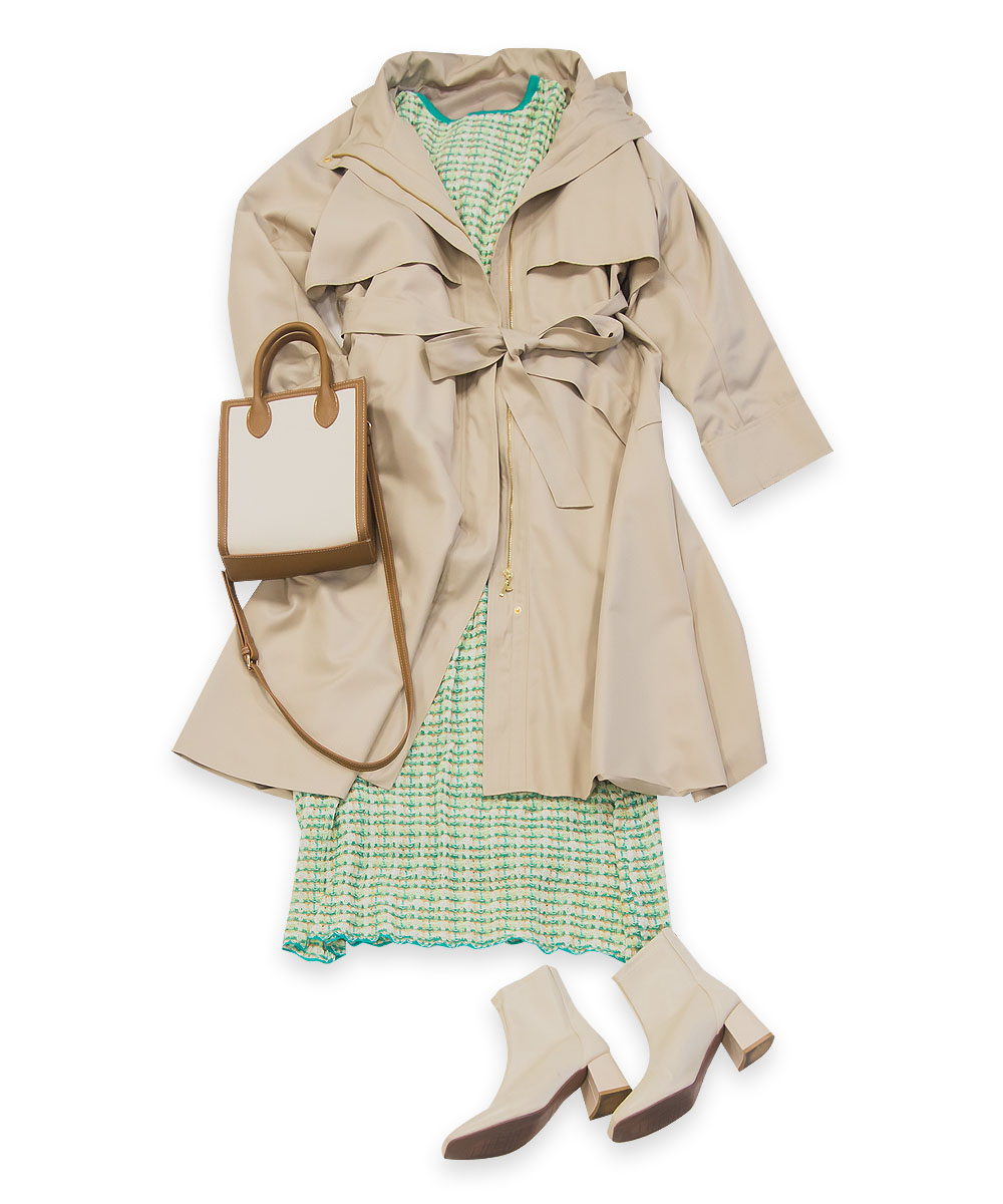 ベージュ×セットアップコーデ