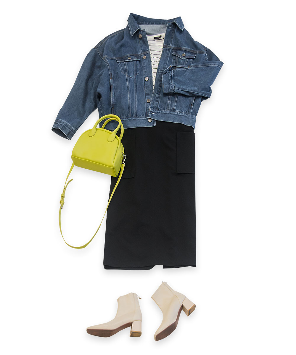 ブルー×スカートコーデ