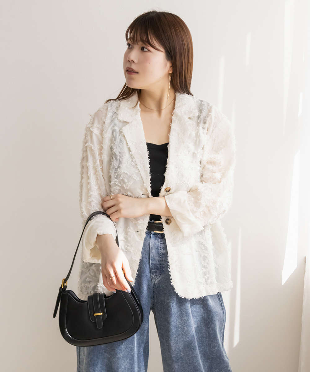 フリンジジャガードテーラードジャケット