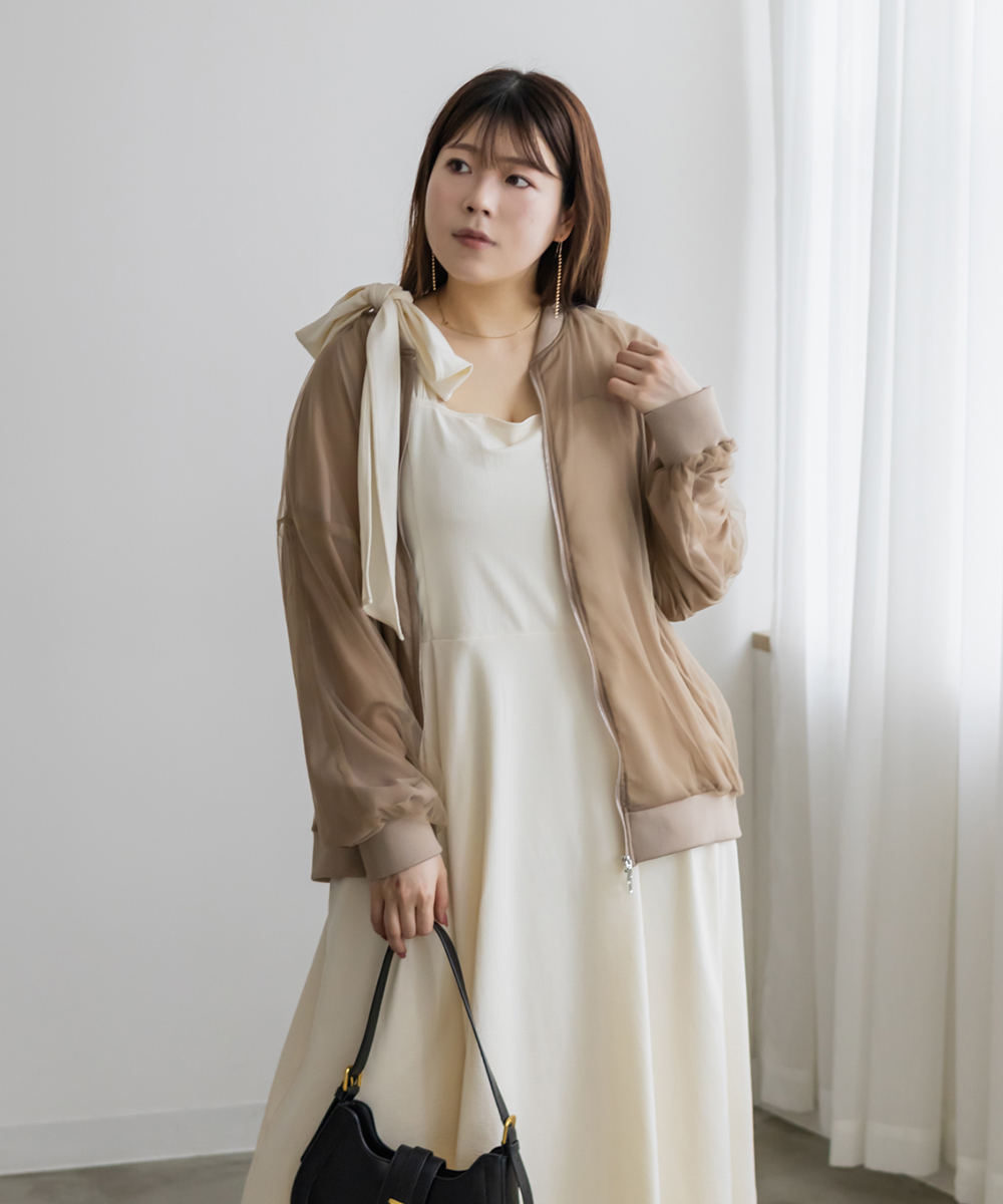 ミドル丈シアーブルゾン