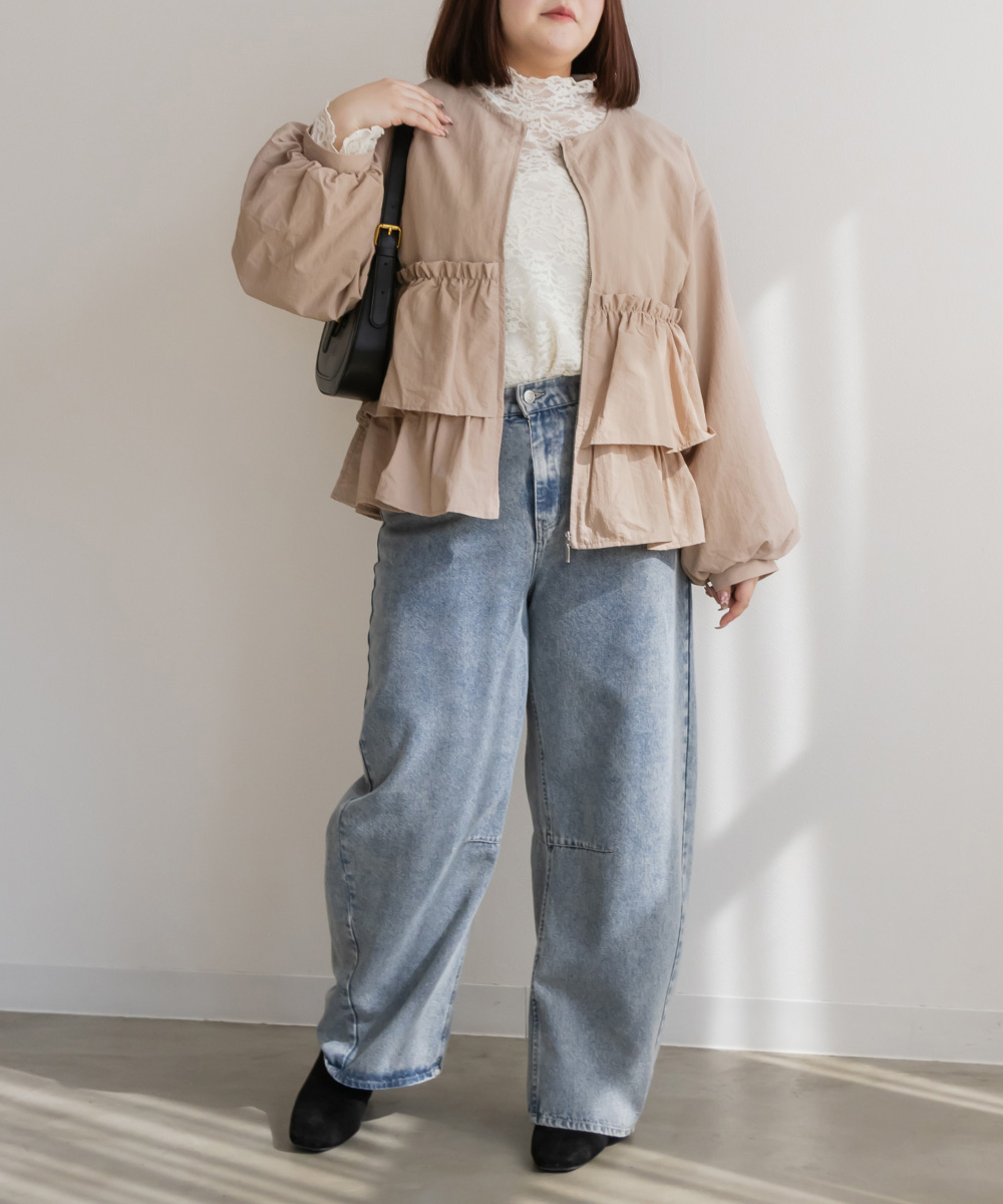 ナイロンペプラムブルゾン