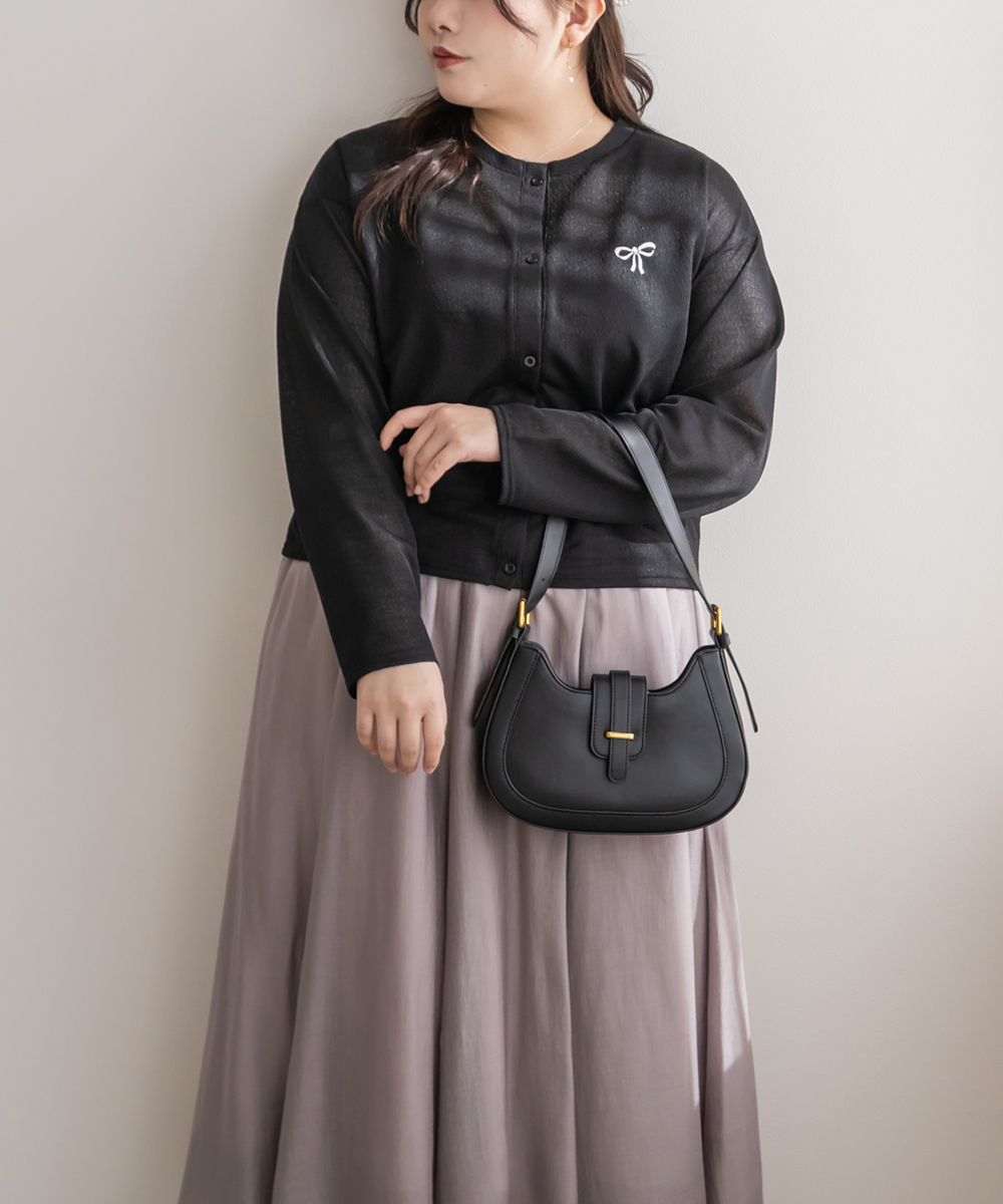 リボン刺繍シアーニットカーディガン