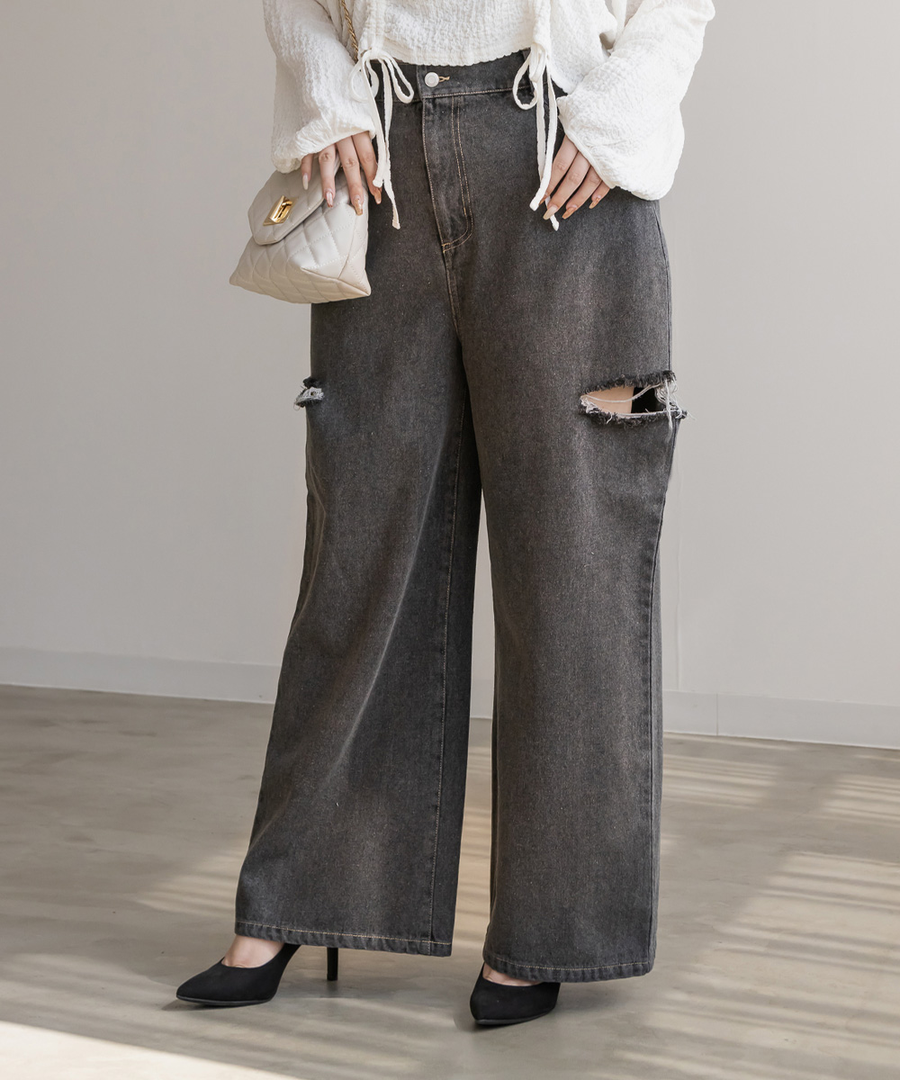 サイドスリットデニムパンツ
