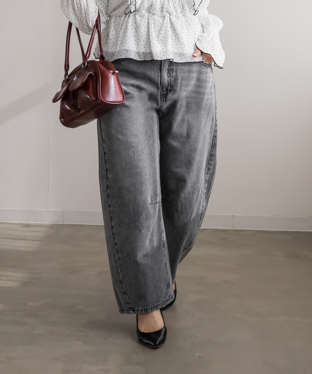 デニムバレルレッグパンツ