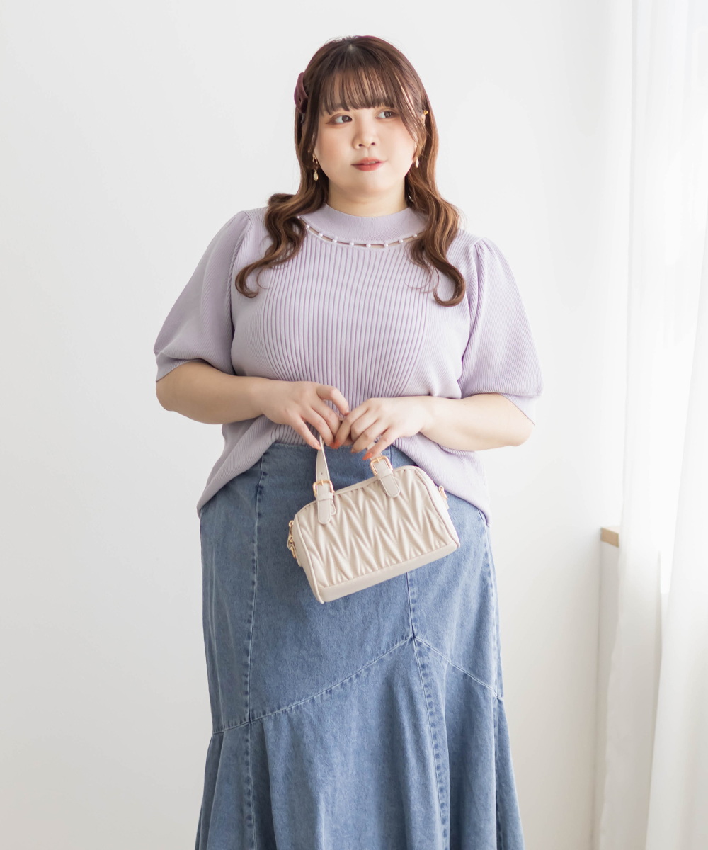 CLETTEオリジナル★パールネックリブニット