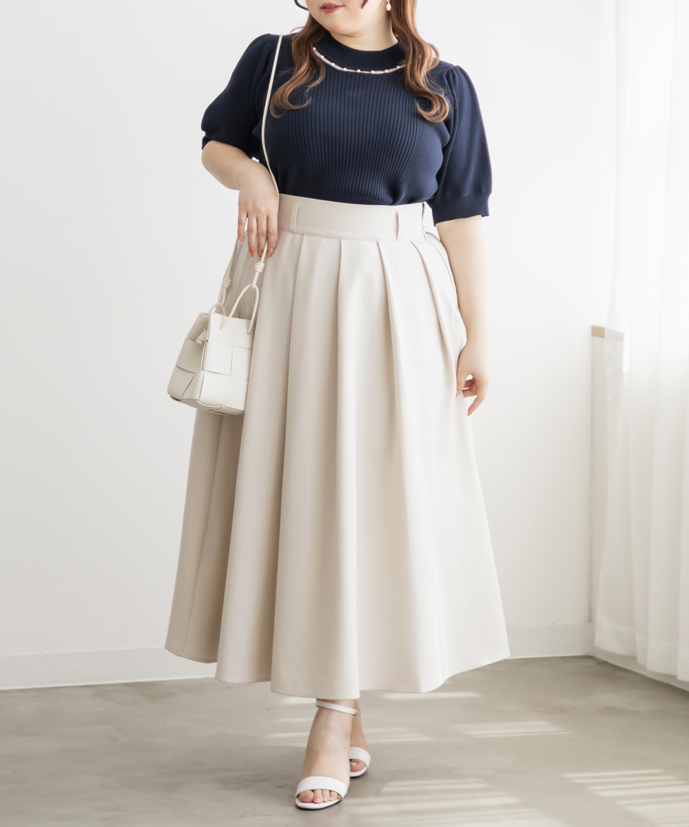 CLETTEオリジナル★パールネックリブニット