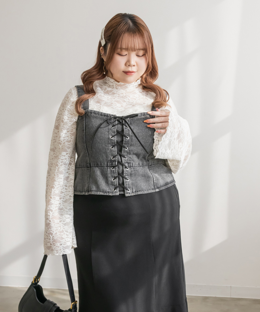 CLETTEオリジナル★レースアップデニムビスチェ