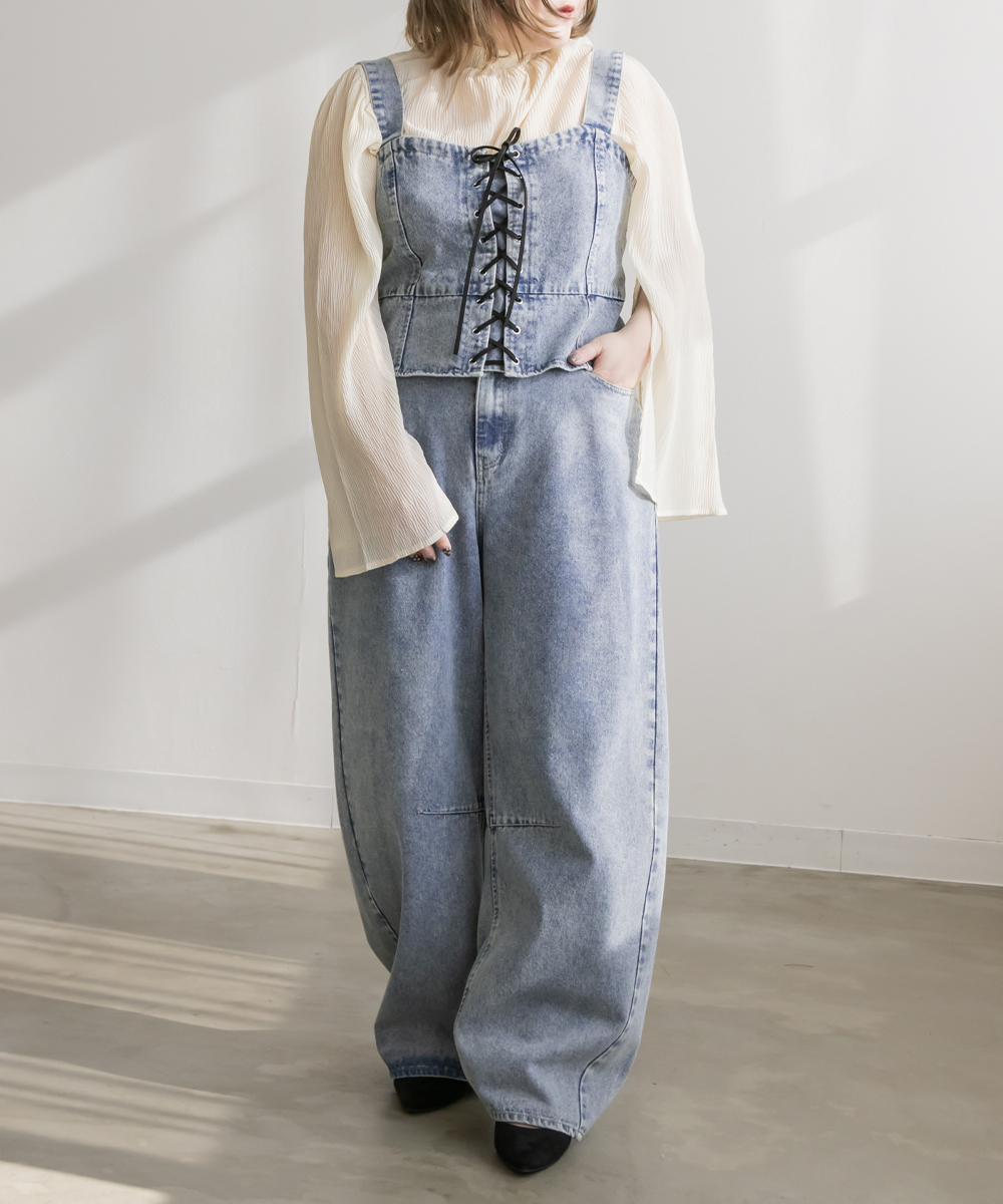 CLETTEオリジナル★レースアップデニムビスチェ