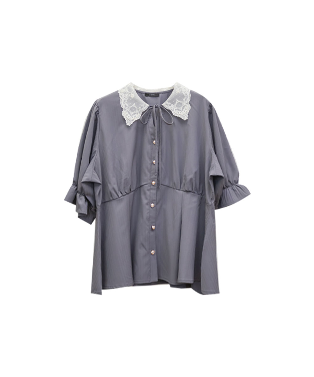 Lace Collar Candy Sleeve Blouse