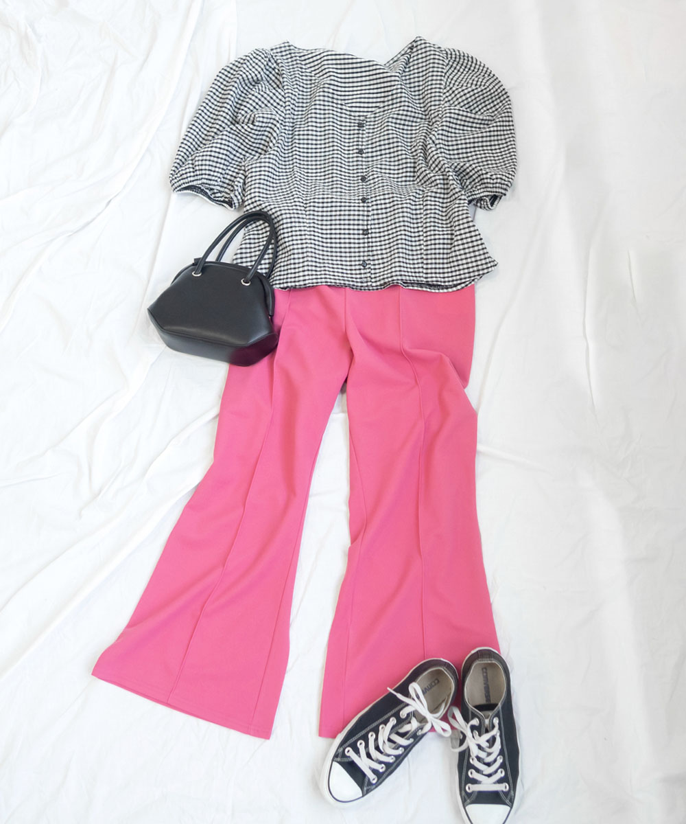 ウエストゴムフレアパンツ