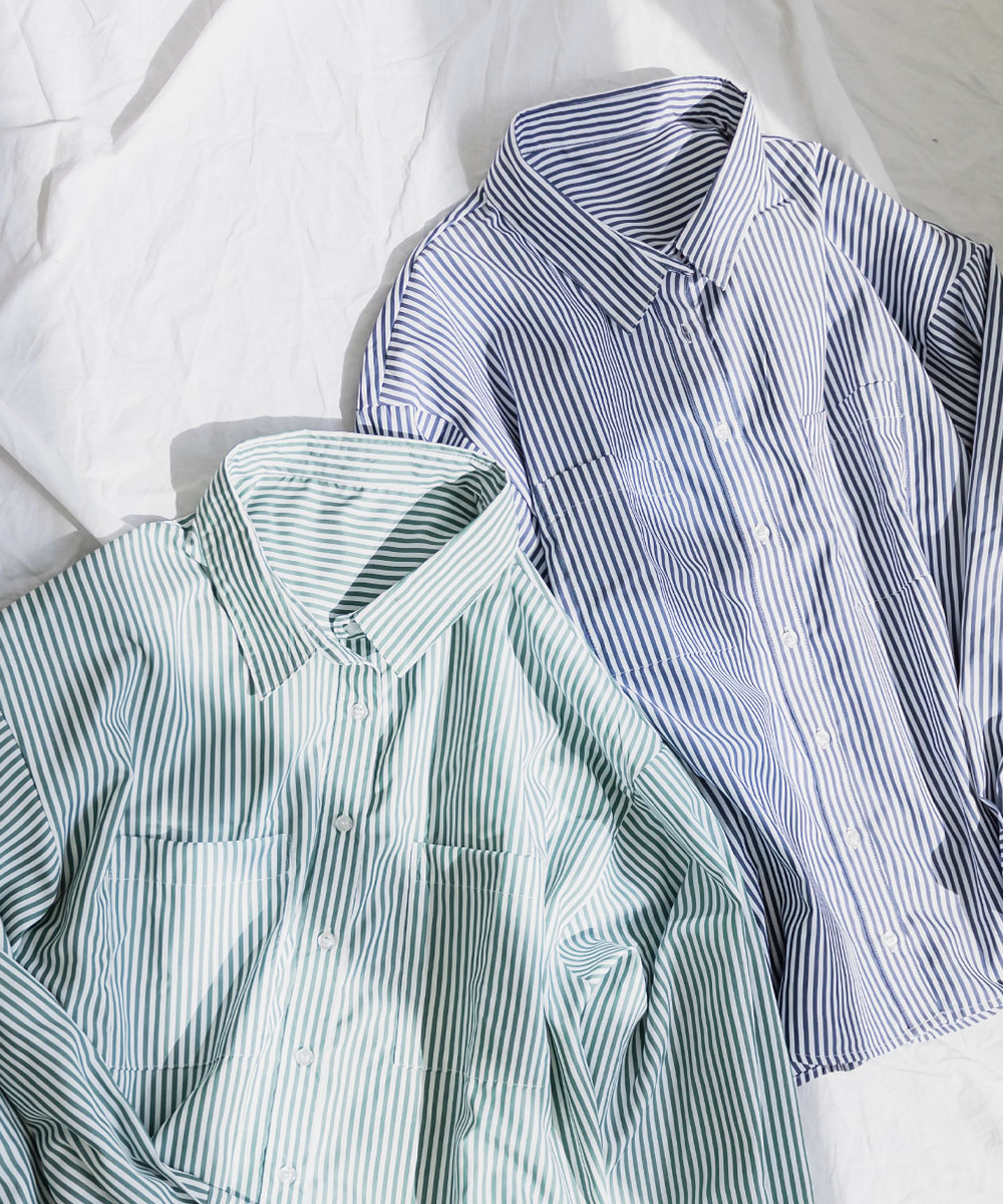 オーバーサイズベーシックストライプシャツ