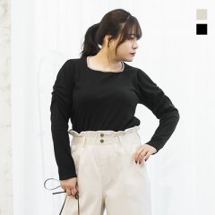 配色スクエアネックパワショルリブプルオーバー1