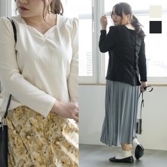 バックレースアップスクエアネックリブプルオーバー6
