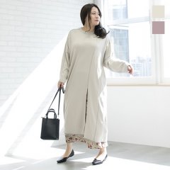 スリット入配色ステッチワッフルロングカットソー8