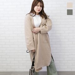 ニットツイルノーカラーロングカーディガン7