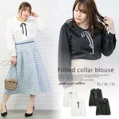 ネックリボン付フリル襟ブラウス6
