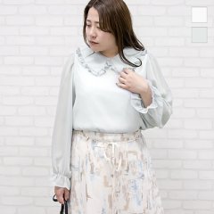 バックリボンフリル襟ブラウス2