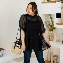 インナー付ティアードシアーブラウス1