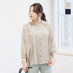 バンドカラーギャザーブラウス4