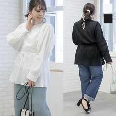 プチハイショルダータックコットンブラウス