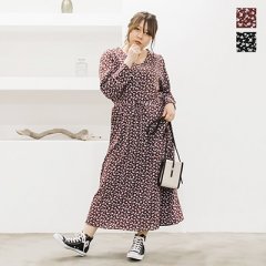 ウエストリボン付花柄ロングワンピース7