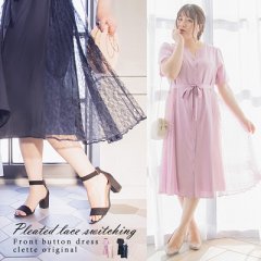 cletteオリジナル★プリーツレース切替フロントボタンワンピース7