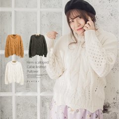 裾スカラップケーブル編ニットプルオーバー8