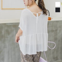 バックリボンギャザー切替シアーニット2