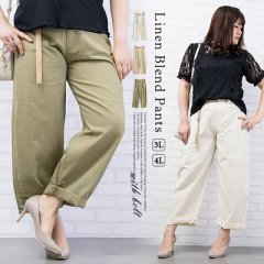 ベルト付リネン混パンツ4