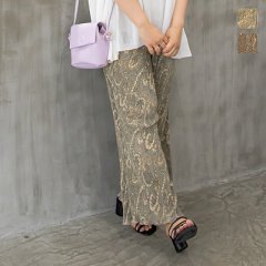 ウエストゴムペイズリー柄プリーツパンツ8