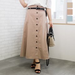 ベルト付フロントボタンツイルスカート5
