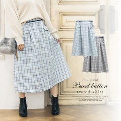 cletteオリジナル★パールボタンツイードスカート10