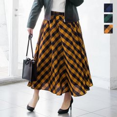 ウエストゴムチェック柄フレアスカート_1