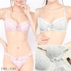 フロントリボンレースブラジャー&ショーツセット_1