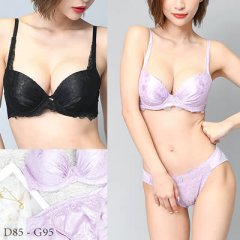 レース切替サテンブラジャー&ショーツセット_3