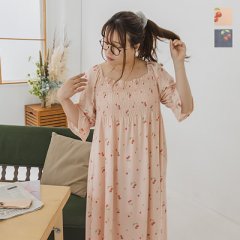 cletteオリジナル★ルームウェアチェリー柄シャーリングワンピース2