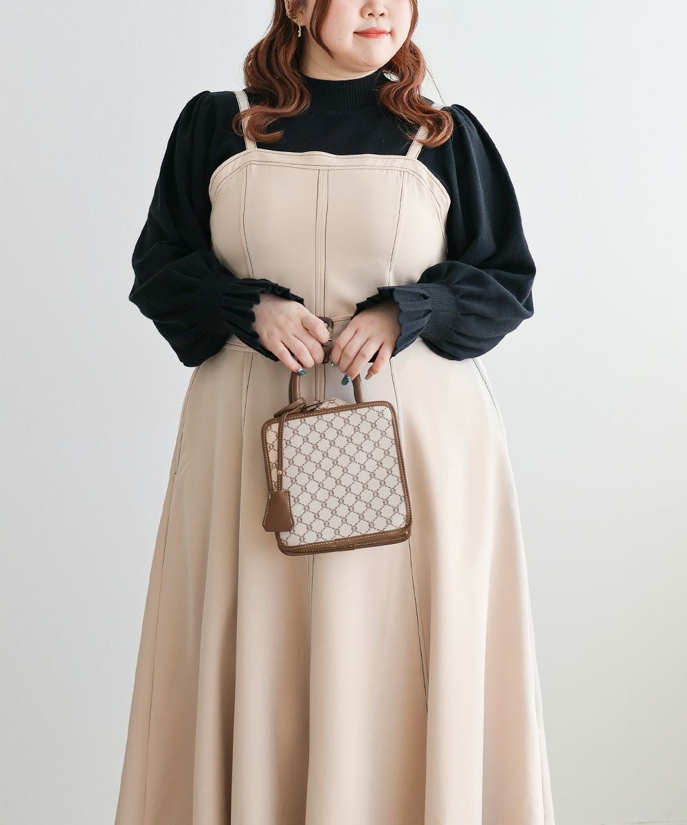 CLETTEオリジナル☆配色ステッチフレアワンピース | 大きいサイズ