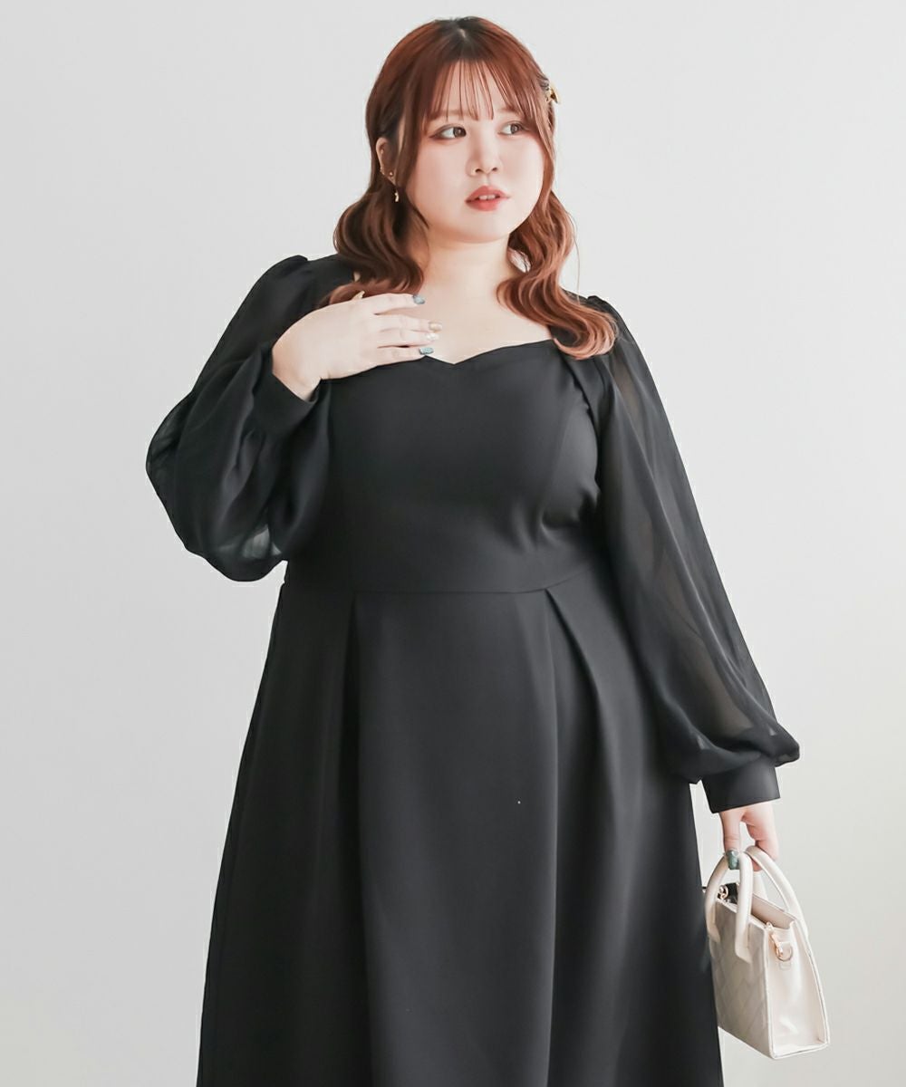 CLETTEオリジナル☆シアー袖ワンピース | 大きいサイズ レディース専門