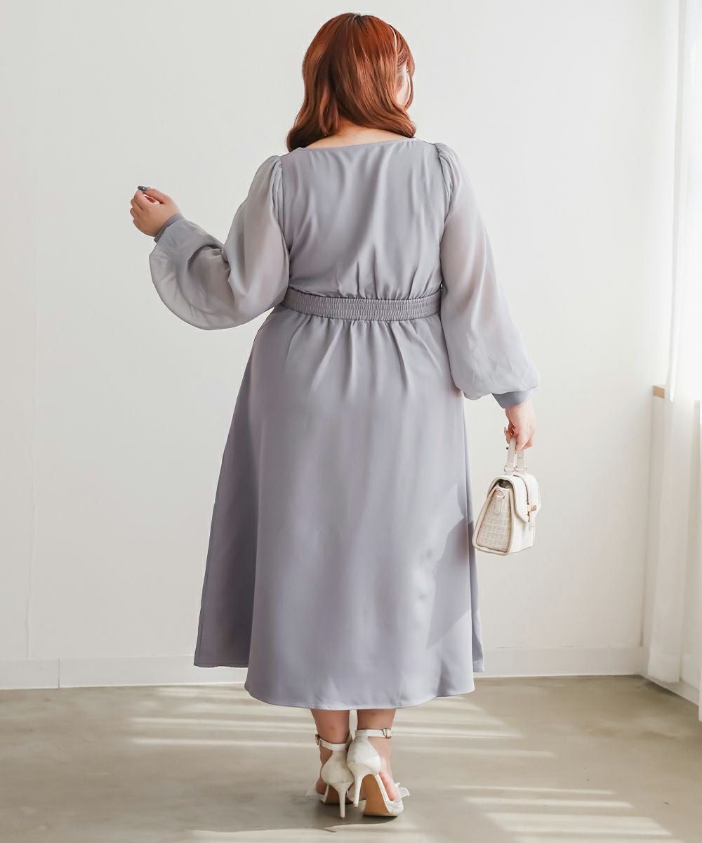 CLETTEオリジナル☆シアー袖ワンピース | 大きいサイズ レディース専門