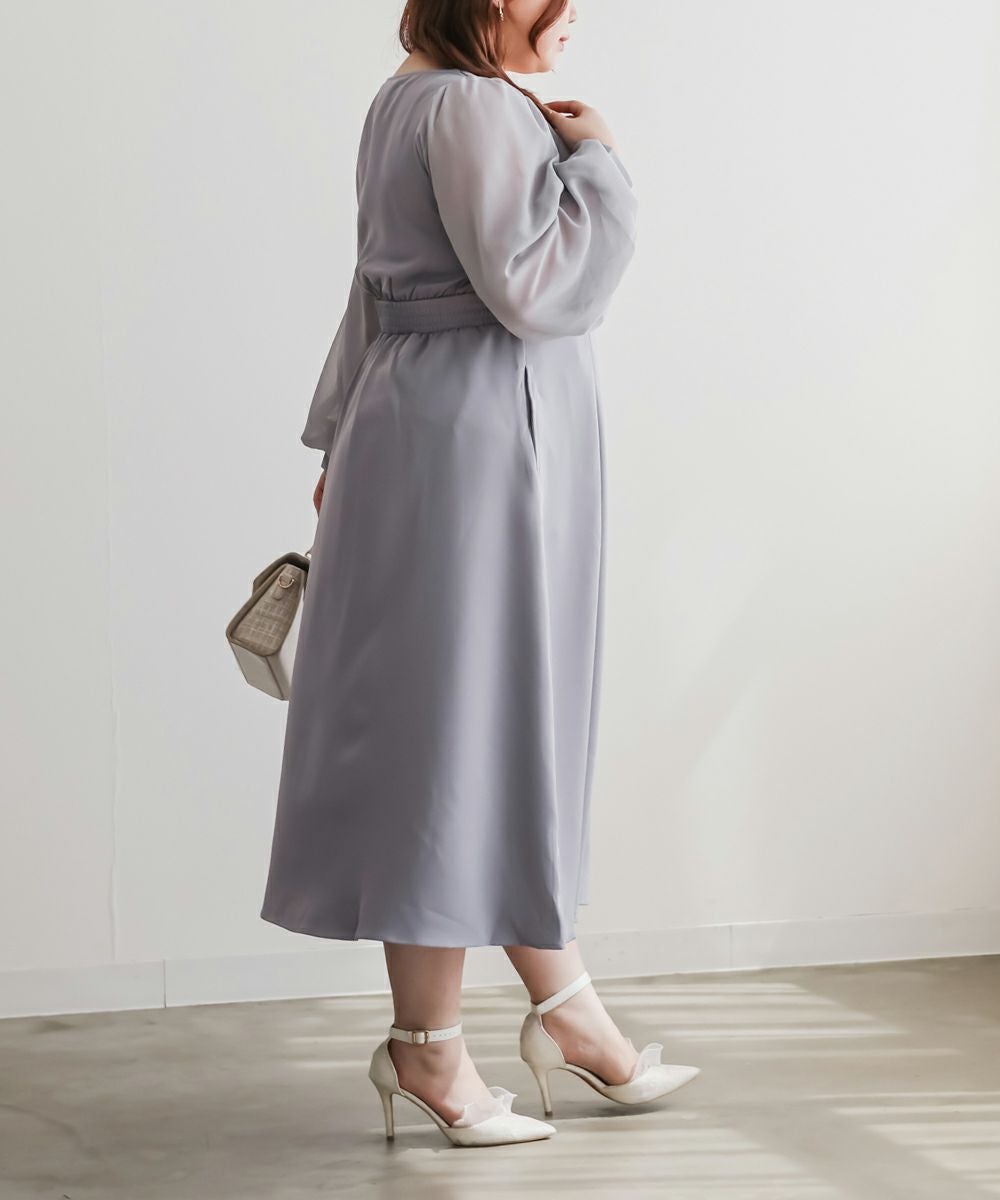 CLETTEオリジナル☆シアー袖ワンピース | 大きいサイズ レディース専門