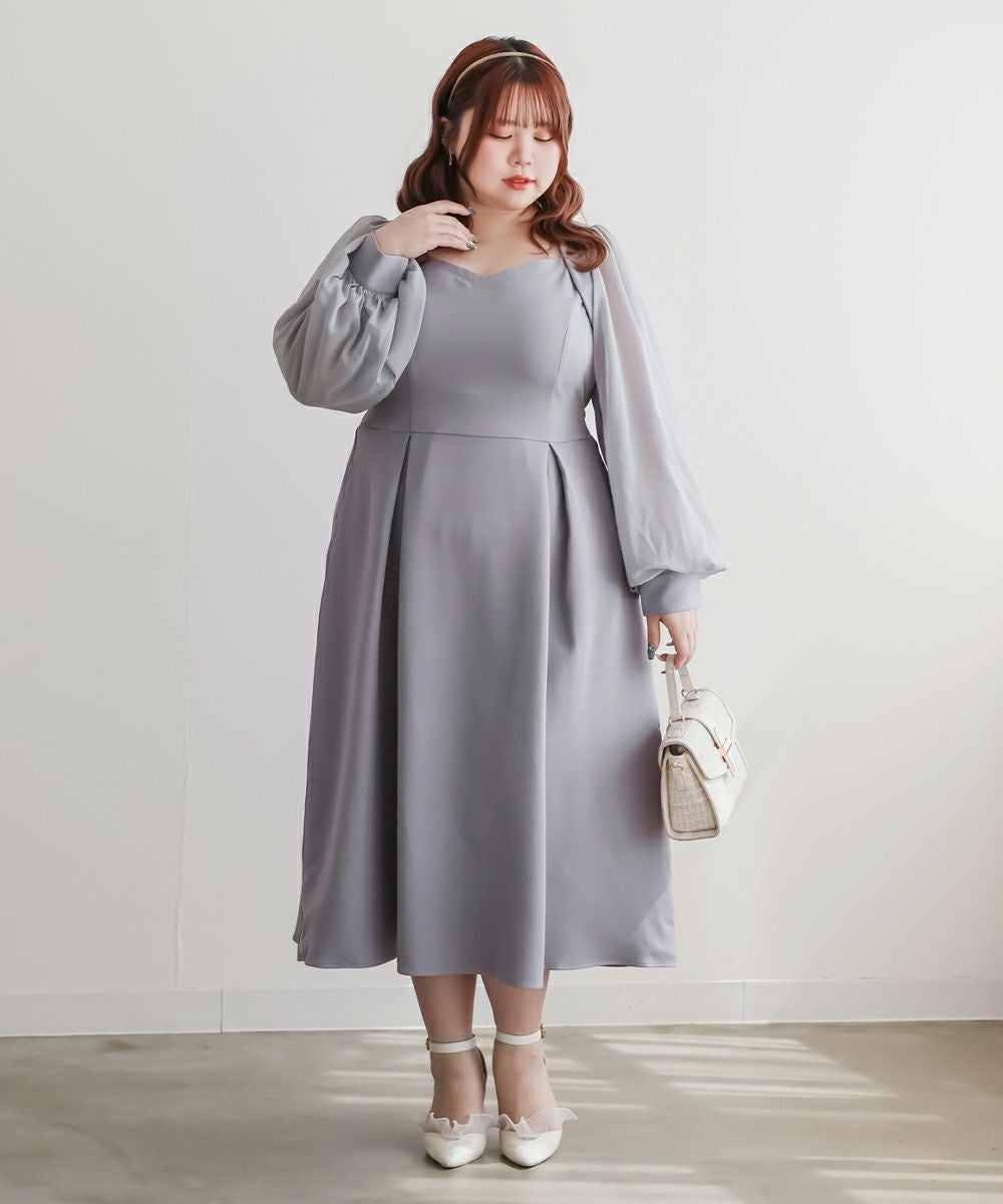 CLETTEオリジナル☆シアー袖ワンピース | 大きいサイズ レディース専門