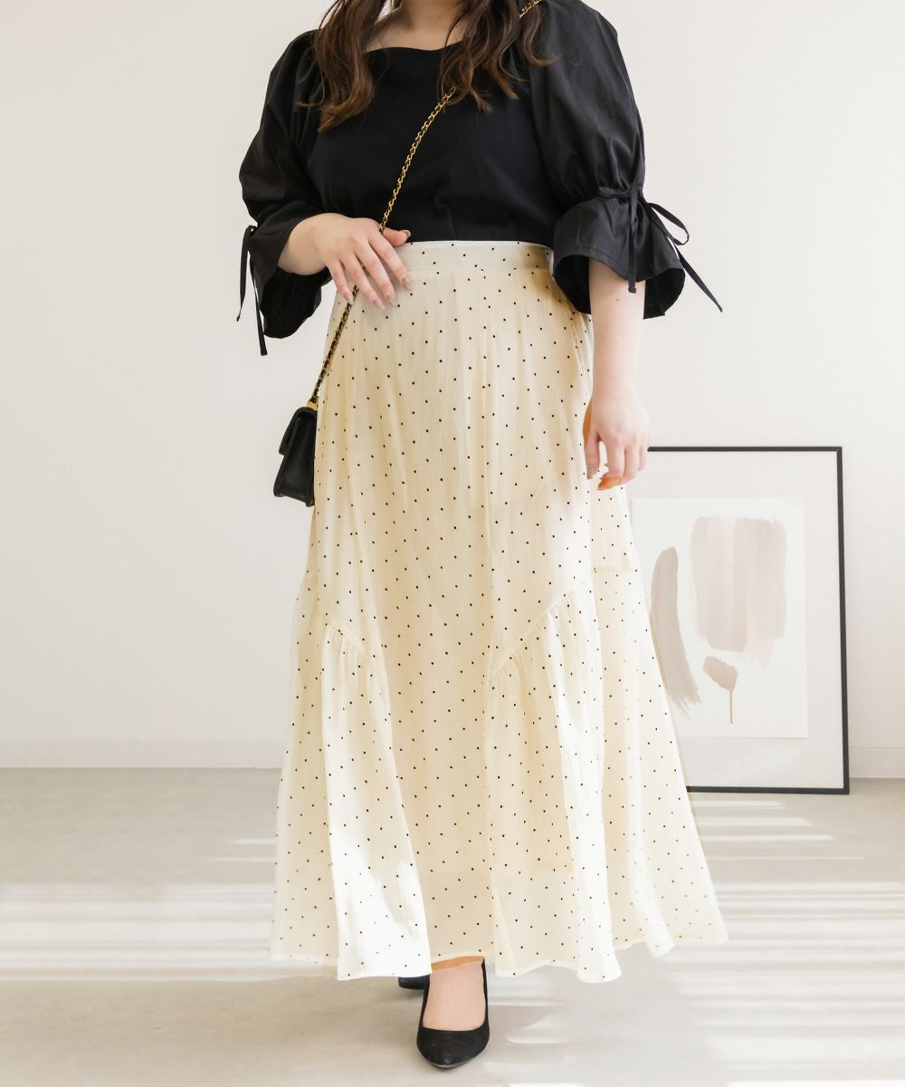 CLETTEオリジナル☆サイドギャザーシアードットスカート | 大きい