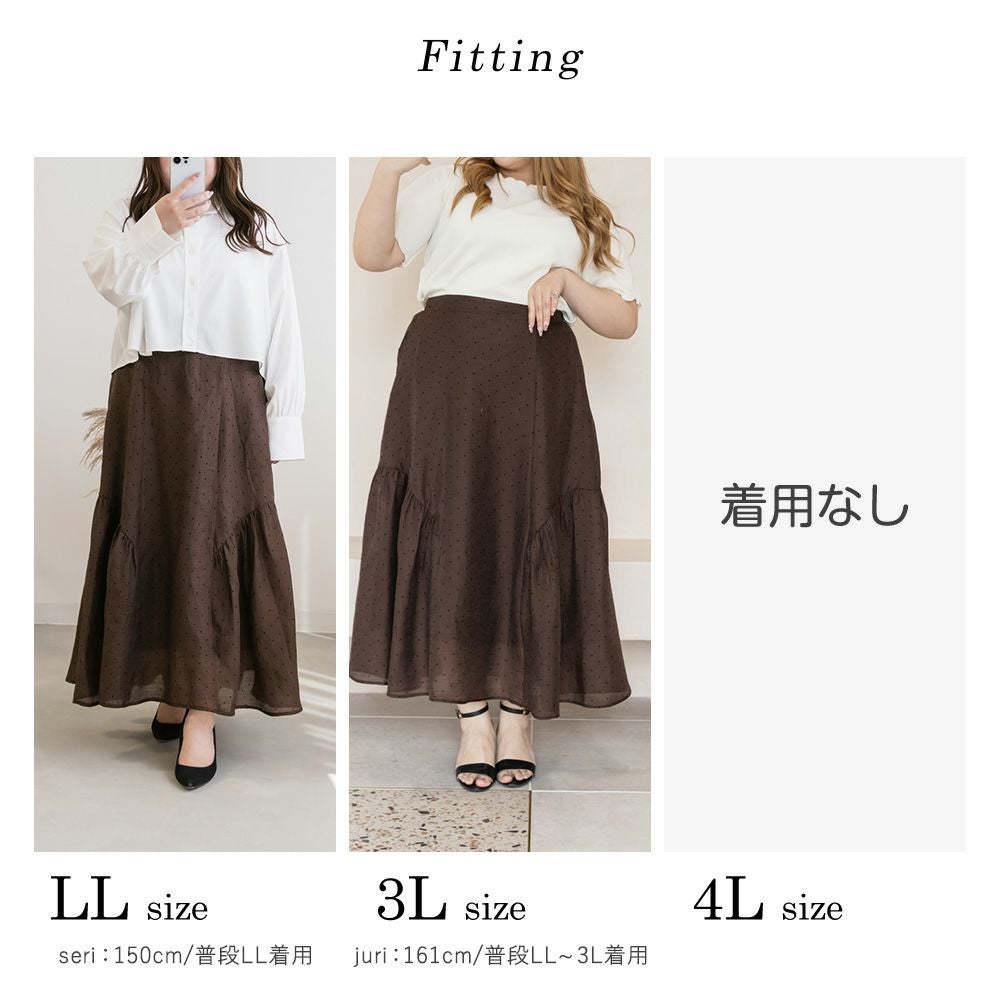 CLETTEオリジナル☆サイドギャザーシアードットスカート | 大きい
