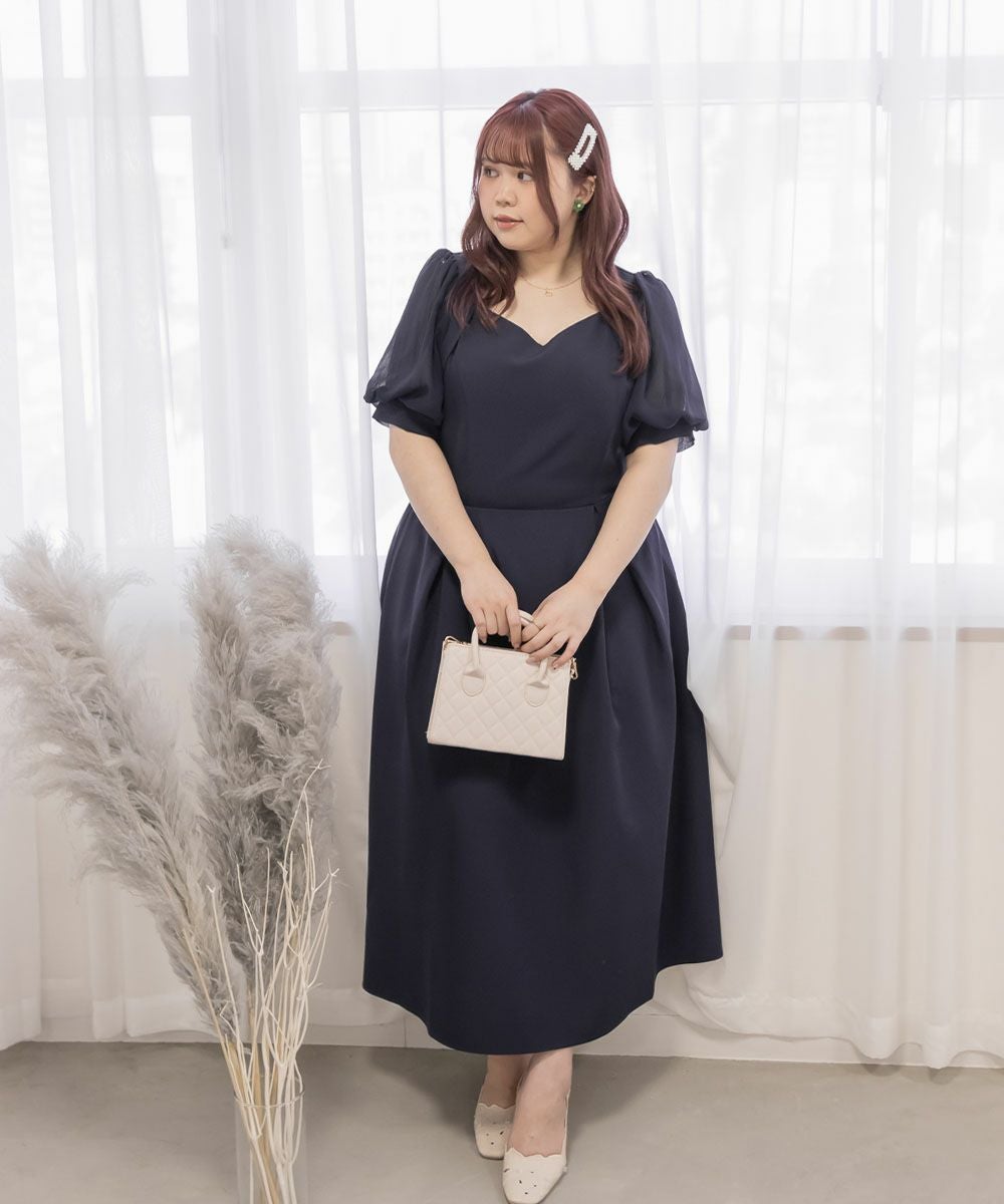 CLETTEオリジナル☆シアー5分袖ワンピース | 大きいサイズ レディース