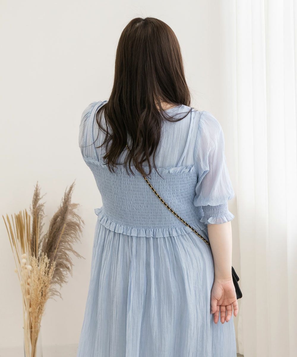 CLETTEオリジナル☆レイヤード風シャーリングワンピース | 大きい