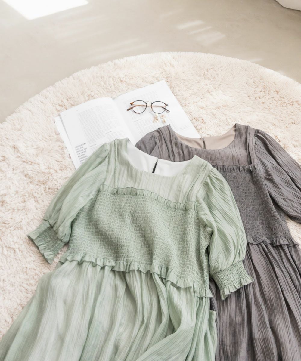 CLETTEオリジナル☆レイヤード風シャーリングワンピース | 大きい