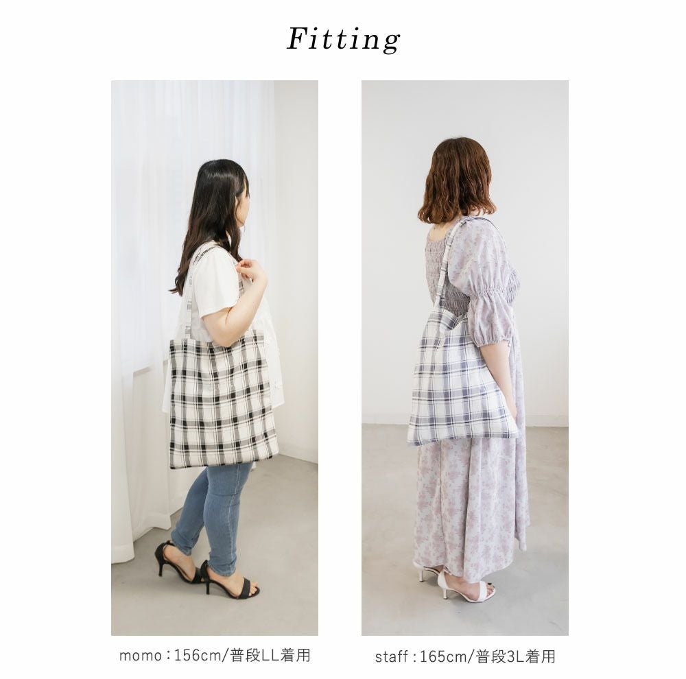ハンドメイド  ♡ フラットバッグ  グレンチェック サブバッグ ハンドメイド ♡ フラットバッグ グレンチェック サブバッグ