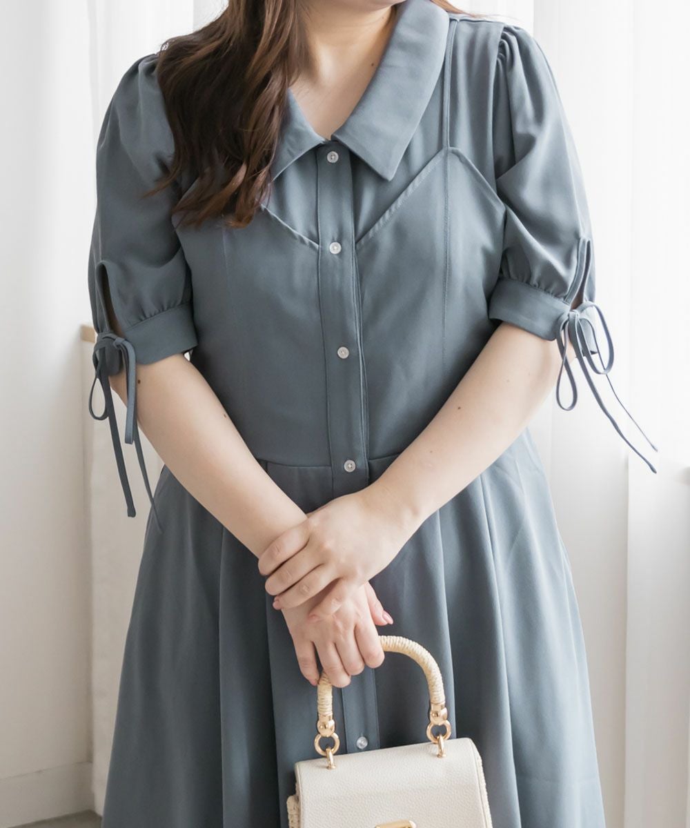 CLETTEオリジナル☆レイヤード風シャツワンピース | 大きいサイズ