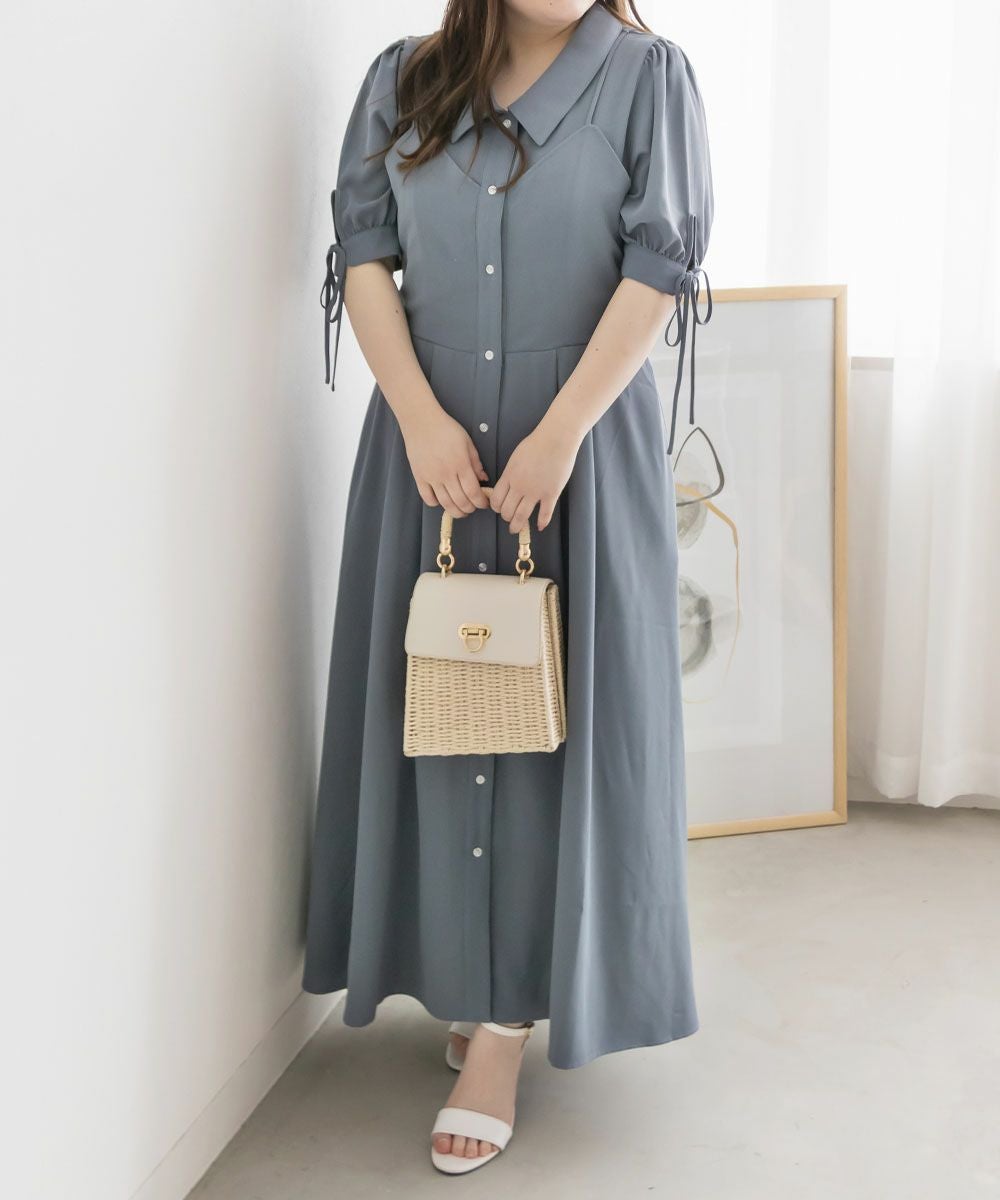 CLETTEオリジナル☆レイヤード風シャツワンピース | 大きいサイズ