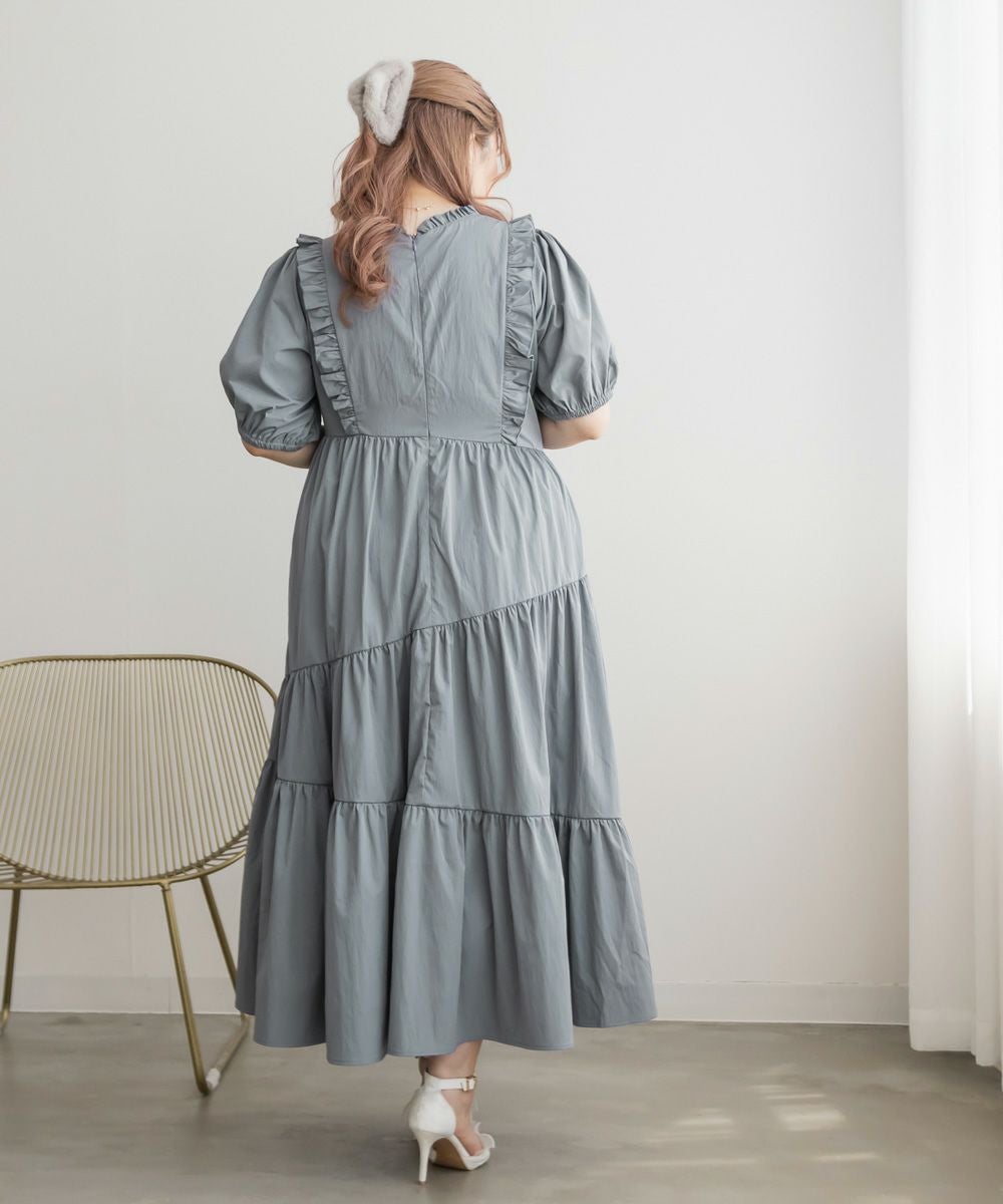 ★新品未使用familiar グレー フリル袖 ワンピース 90㌢ CLETTEオリジナル☆ななめティアードフリルワンピース | 大きいサイズ